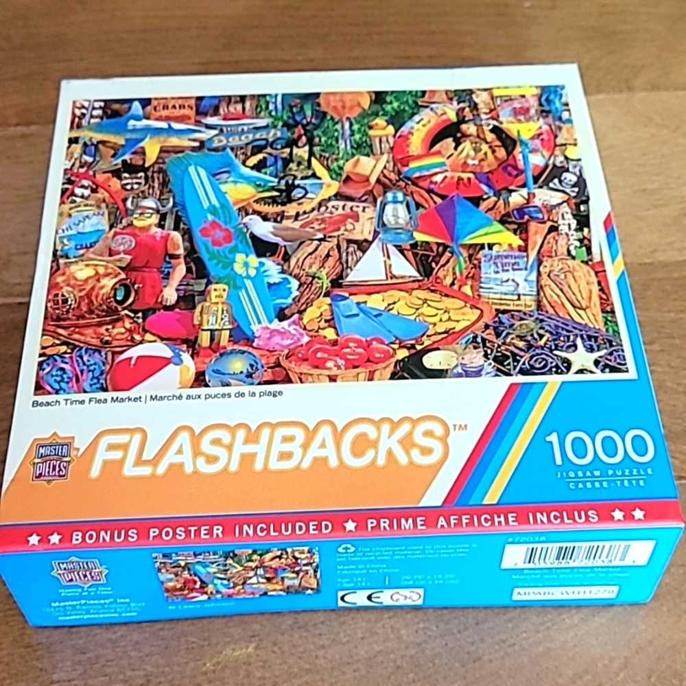 Beach Time Flea Market 1000 pieces Masterpieces Puzzle w/Poster
